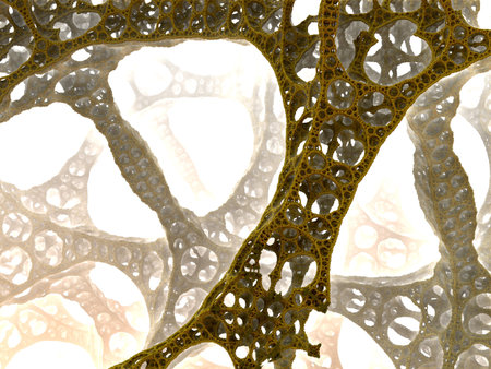 Fractal Design of construction part of interesting (or some kind of vein) with background in white mistの写真素材