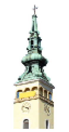 Pixel tower of Christian church isolated on whiteのイラスト素材