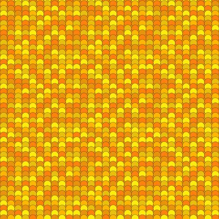 Seamless pattern made of yellow, orange and light brown overlay circles with black outlineのイラスト素材