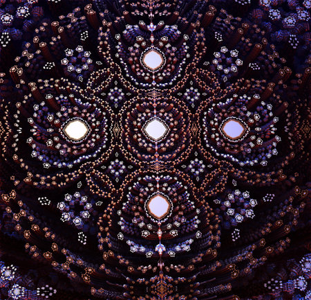 Dark flower mandala fractal with glowing illustration details