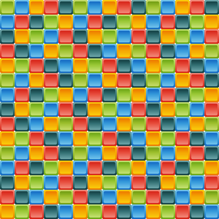 Seamless tile pattern made of rounded squares in vivid colors of green, red, blue and yellowのイラスト素材