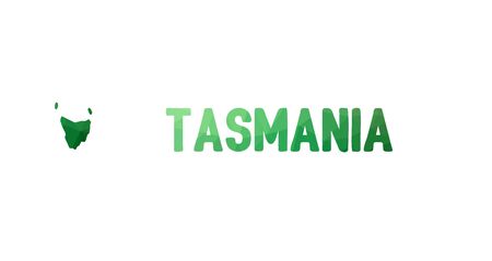 Green polygonal mosaic map of Tasmania - political part of Australia, state, TAS; correct proportions, other Australia states and territories also in portfolioのイラスト素材