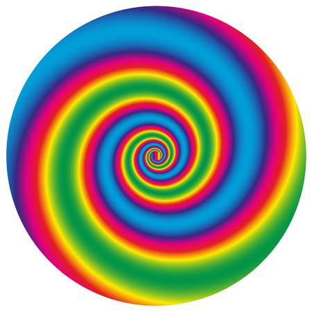 Rainbow swirl isolated on white - circular abstract creative spectrum vortex illustrationのイラスト素材