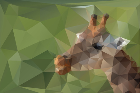 Low poly, triangular, giraffe head on green polygonal background; modern illustration can be easily separatedのイラスト素材