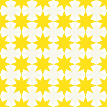 Abstract pattern made of 8 point stars, geometry yellow white colors.のイラスト素材