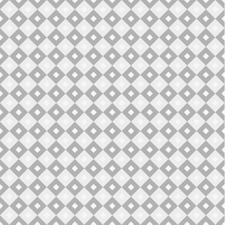 Seamless swatch - square or rhombus ornaments in diagonal way and muted shades of grey with white squares in center of each one, greyscale, monochromeのイラスト素材