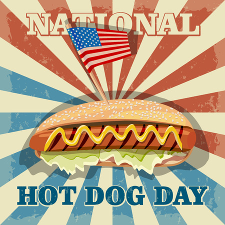 National hot dog day. Hot dog vector.のイラスト素材