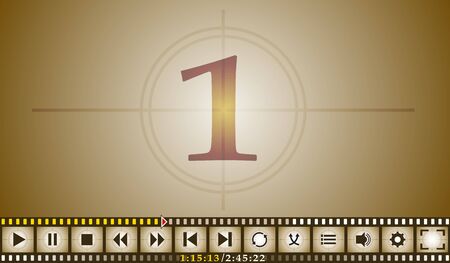 The interface of the video player, stylized under the old film. Vector illustration.のイラスト素材