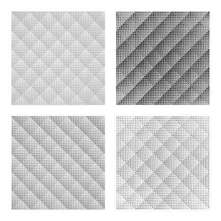 Set black-white seamless patterns. Abstract Futuristic Wrapping Paper Background. Vector Regular 3d Texture. Modern Volume Geometric Design.のイラスト素材