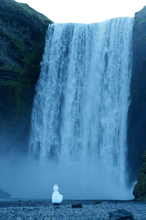 Scenery of the Skogafoss waterfall in Iceland, Europeの写真素材