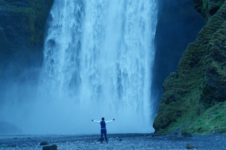 Skogafoss is a waterfall in the south of Iceland.の写真素材