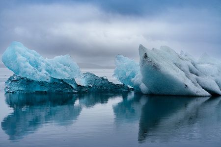 Ice formations and icebergs in Glacier Lagoon, Iceland, Europeの写真素材