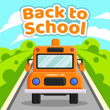Back to school background with school bus Illustration vector