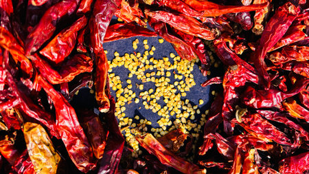 Chili pepper isolated. Chilli top view on white background. Whole and cut red hot chili peppers top....