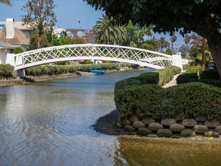 Foot bridge behind the Venice beach, Los Angeles, CA, USAの写真素材