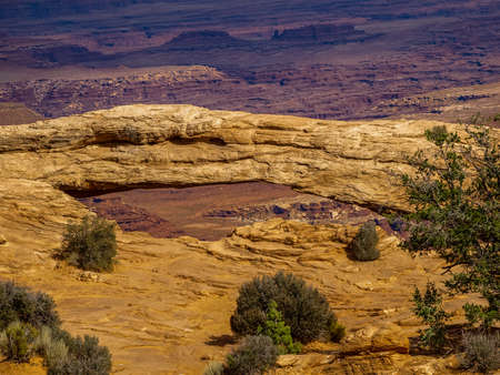 Long arch of sandstone at the Canyonlands National Park, Utah, USAの写真素材