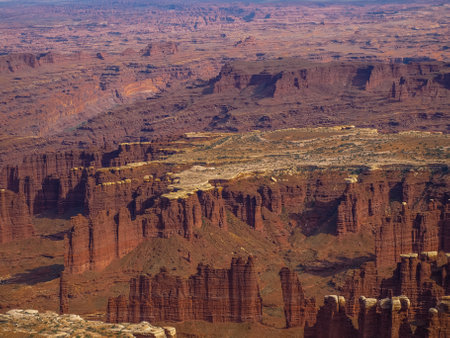 Colorado river cuts through the sandstone rocks of Canyonlands National Park, Utah, USAの写真素材