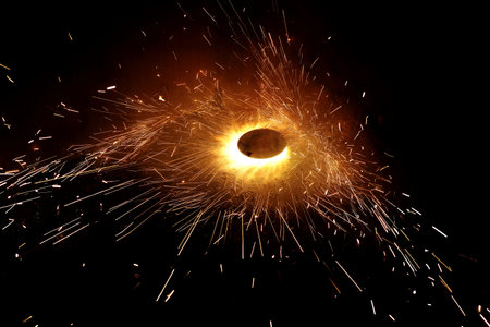 sparks on a black background. close-up