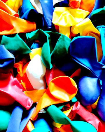 Colorful balloons background. Close up of colorful balloons for birthday partyの写真素材