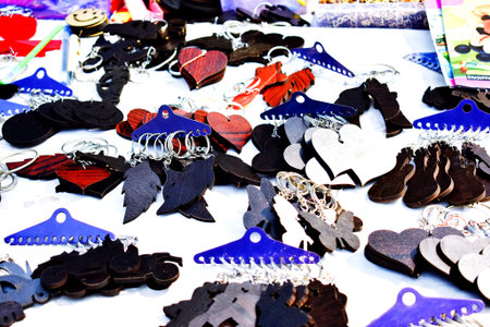 Hair accessories on sale in the market, closeup of photo