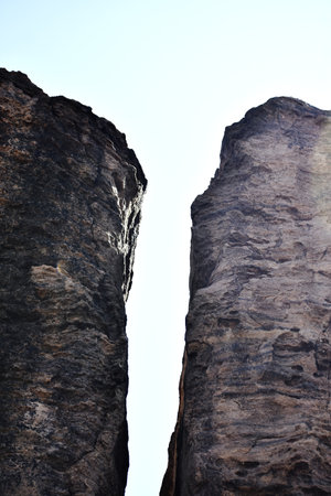 Huge rocks in the natural park of the city of Petra, Jordanの写真素材