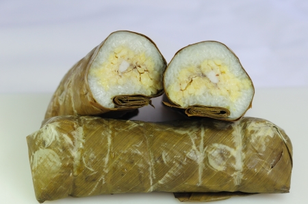 Sticky rice in banana leafの写真素材
