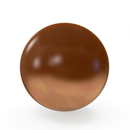 One large chocolate ball isolated on white backgroundの写真素材