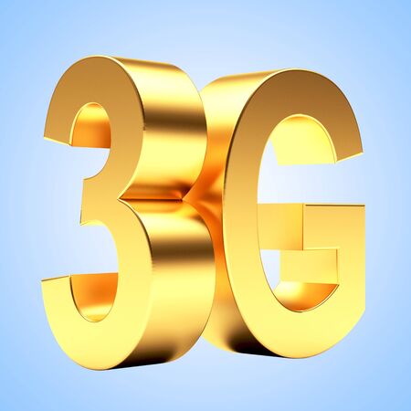 3g mobile wireless communication symbol on blue background.の写真素材
