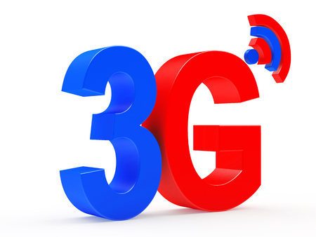 3g mobile wireless communication colorful symbol isolated on white background. 3d illustrationの写真素材