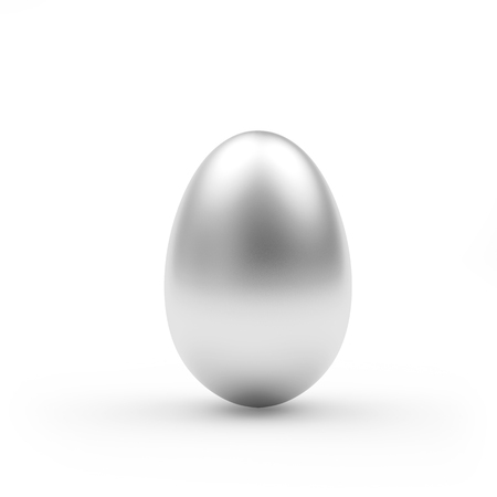 Silver or platinum Easter egg isolated on white background. 3D illustrationの写真素材