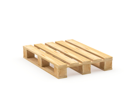 One wooden pallet isolated on a white background. 3D illustrationの写真素材