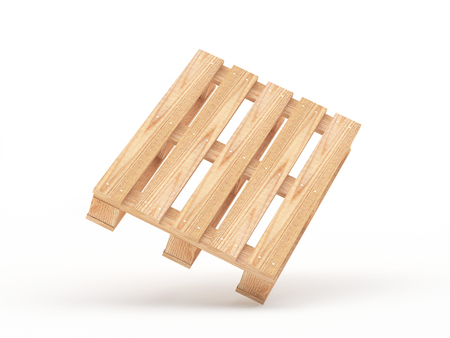 One wooden pallet isolated on a white background. 3D illustrationの写真素材