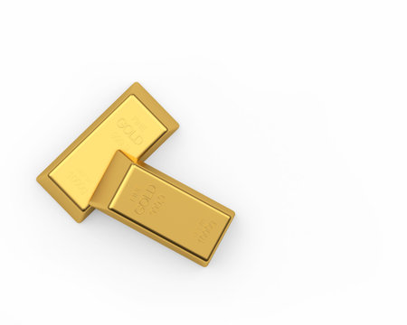 Gold bars with space for text isolated on a white background. 3D illustration