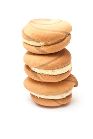 crisp more fresh pastry on a white background の写真素材