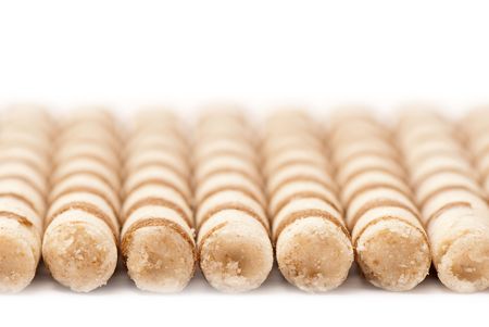 crisp more fresh pastry on a white background の写真素材