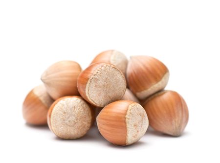 Composition from nuts on the white isolated backgroundの写真素材