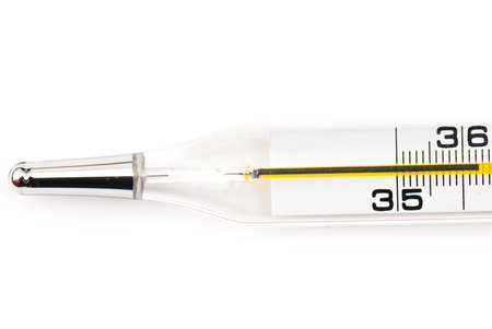 new medical thermometer on the white isolated background