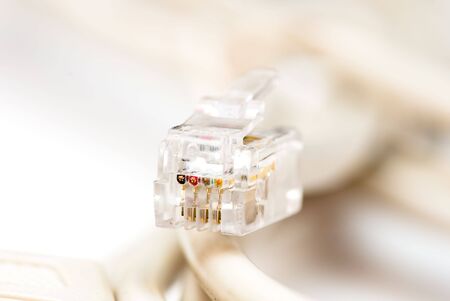 tech cable with plug isolated on a white background. photography studioの写真素材