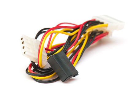 tech cable with plug isolated on a white background. photography studio