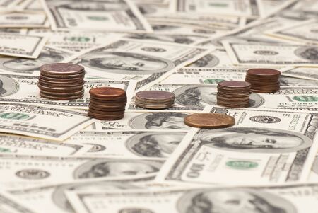 stack of money on white isolated background.  studio photo.