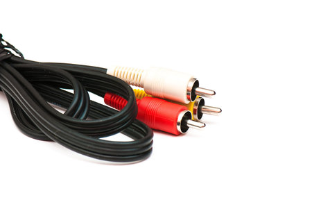 tech cable with plug isolated on a white background. photography studio