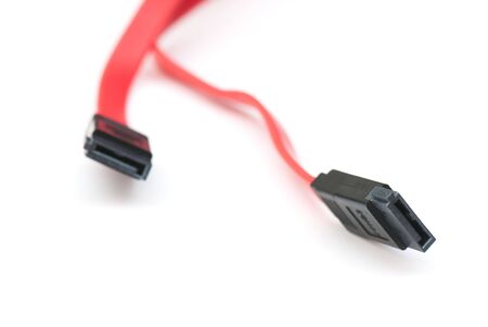 tech cable with plug isolated on a white background. photography studioの写真素材