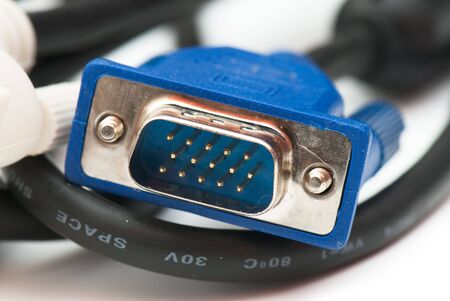 tech cable with plug isolated on a white background. photography studioの写真素材