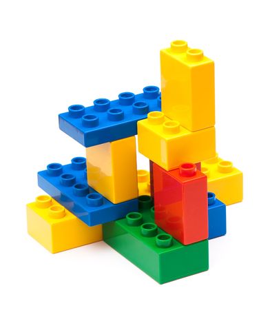 colorful building blocks on white backgroundの写真素材