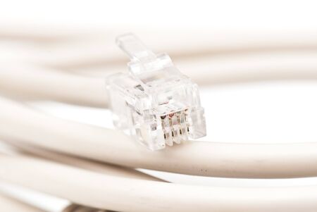 tech cable with plug isolated on a white background.の写真素材