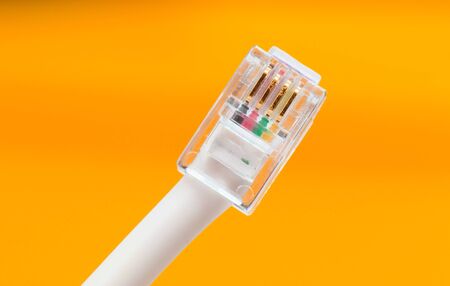 tech cable with plug isolated on a white background. の写真素材