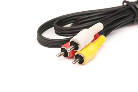 tech cable with plug isolated on a white background.の写真素材