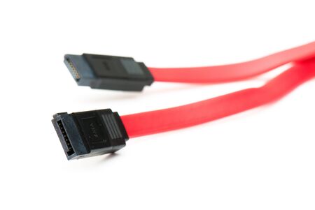 tech cable with plug isolated on a white background. の写真素材