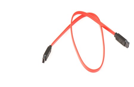 tech cable with plug isolated on a white background. の写真素材