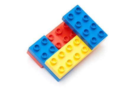 colorful building blocks on white background